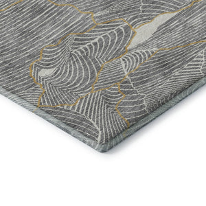 HomeRoots 10' X 14' Modern Gray Ivory Gold Abstract Area Rug – Washable, UV Protected, Perfect for High-Traffic Spaces 682217
