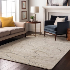 HomeRoots 5' X 8' Abstract Washable Area Rug in Ivory, Taupe & Gray – UV Protected, Durable & Stylish Design 682219