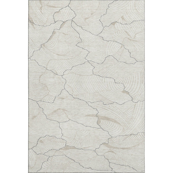 HomeRoots 5' X 8' Abstract Washable Area Rug in Ivory, Taupe & Gray – UV Protected, Durable & Stylish Design 682219