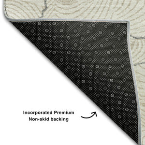 HomeRoots 5' X 8' Abstract Washable Area Rug in Ivory, Taupe & Gray – UV Protected, Durable & Stylish Design 682219