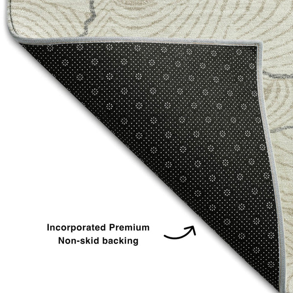 HomeRoots 5' X 8' Abstract Washable Area Rug in Ivory, Taupe & Gray – UV Protected, Durable & Stylish Design 682219