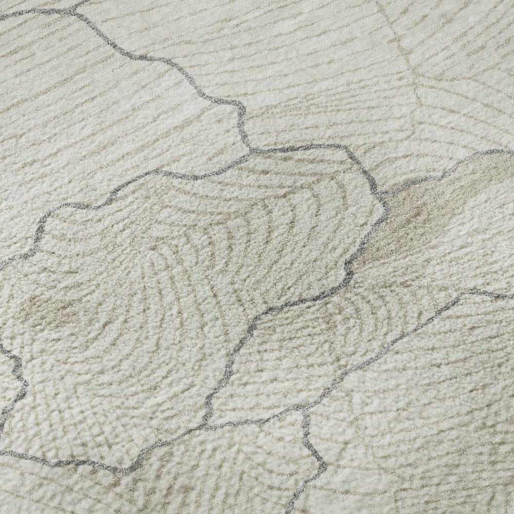 HomeRoots 5' X 8' Abstract Washable Area Rug in Ivory, Taupe & Gray – UV Protected, Durable & Stylish Design 682219