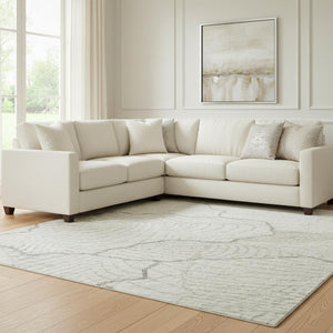 HomeRoots 8' X 10' Abstract Ivory Taupe Gray Area Rug - Washable, UV Protected, Stain Resistant for High Traffic 682221