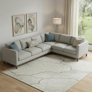 HomeRoots 9' X 12' Abstract Ivory Taupe and Gray Washable Area Rug - Modern, Stain-Resistant, UV Protected 682222