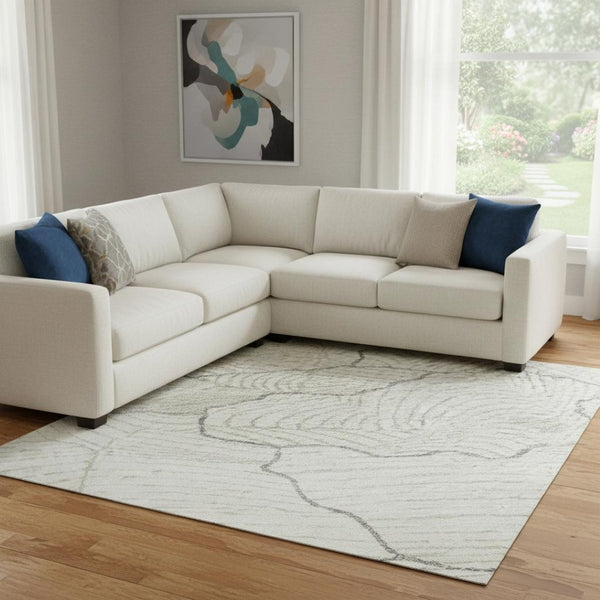 HomeRoots 10' X 14' Ivory Taupe & Gray Abstract Washable Area Rug - UV Protected, Easy-Care for Busy Homes 682223
