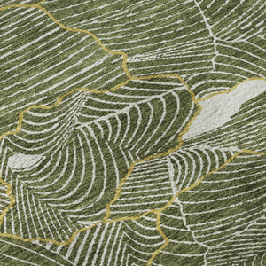 HomeRoots 8' Olive Green, Ivory & Gold Abstract Washable Area Rug – UV Protected, Durable & Stylish Design 682226