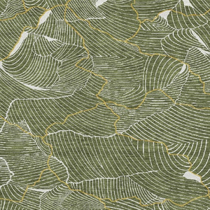 HomeRoots 8' X 10' Modern Olive Green, Ivory & Gold Abstract Washable Area Rug with UV Protection & Durability 682227