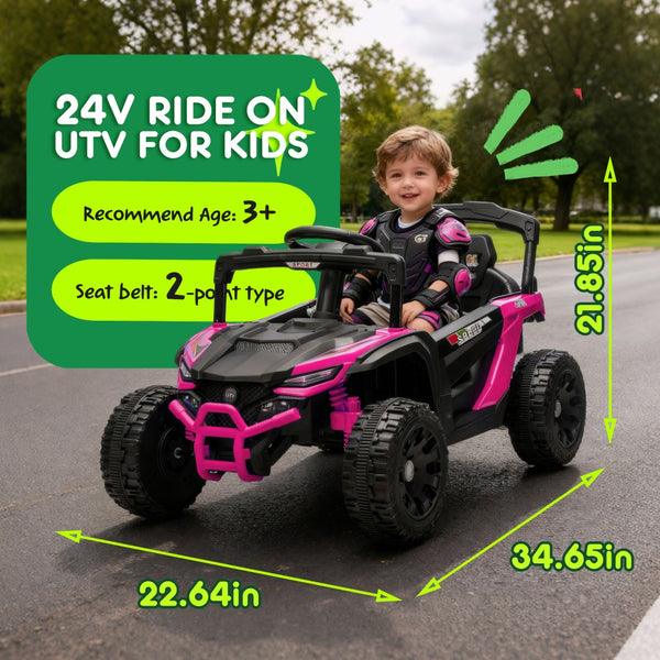 English Elm 24v Kids Utv Ride on with Dual 80w Motors Remote Control and Four Wheel Suspension Pink W1578P342131