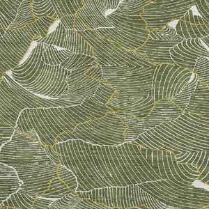 HomeRoots 9' X 12' Olive Green Ivory Gold Abstract Area Rug - Washable, UV Protected, Durable & Stylish Design 682228