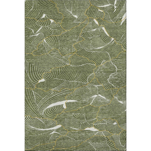 HomeRoots 10' X 14' Washable Olive Green, Ivory & Gold Abstract Area Rug with UV Protection for Modern Homes 682229