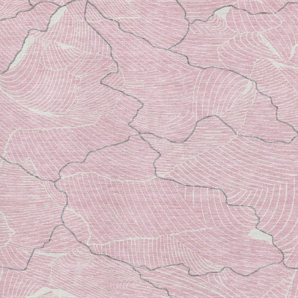 HomeRoots 5' X 8' Abstract Washable Area Rug in Pink, Gray & Ivory - UV Protected, Soft & Stylish Design 682231