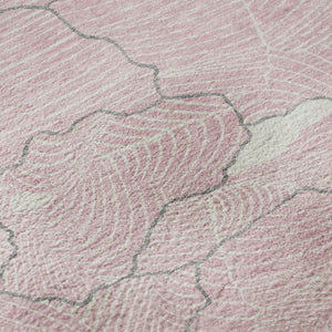 HomeRoots 8' Washable Round Rug in Pink, Gray & Ivory - Durable, Stain-Resistant with UV Protection & Style 682232