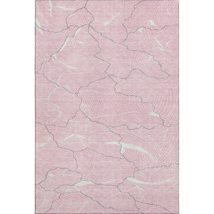 HomeRoots 8' X 10' Pink Gray Ivory Abstract Washable Area Rug - Durable, UV-Protected for Modern Spaces! 682233