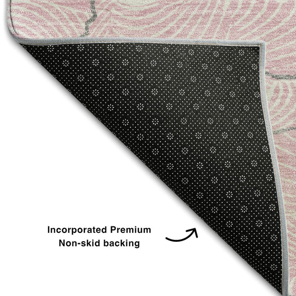 HomeRoots 8' X 10' Pink Gray Ivory Abstract Washable Area Rug - Durable, UV-Protected for Modern Spaces! 682233