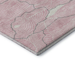 HomeRoots 8' X 10' Pink Gray Ivory Abstract Washable Area Rug - Durable, UV-Protected for Modern Spaces! 682233