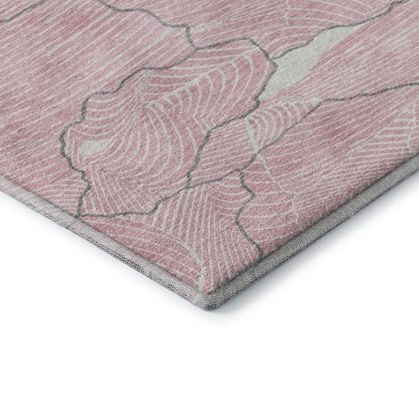 HomeRoots 8' X 10' Pink Gray Ivory Abstract Washable Area Rug - Durable, UV-Protected for Modern Spaces! 682233