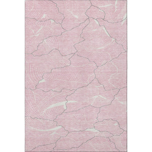 HomeRoots 8' X 10' Pink Gray Ivory Abstract Washable Area Rug - Durable, UV-Protected for Modern Spaces! 682233