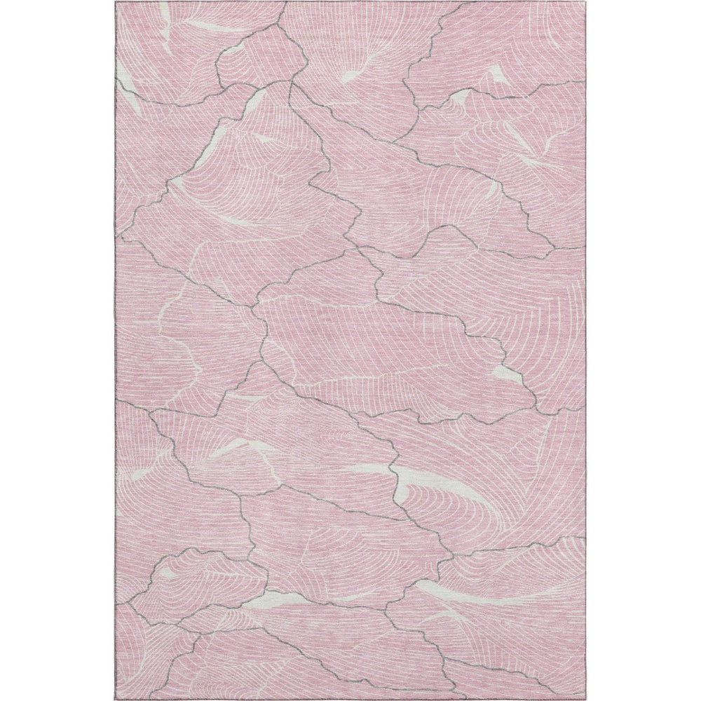 HomeRoots 9' X 12' Pink Gray Ivory Abstract Area Rug – Stylish, Washable, UV-Protected for High-Traffic Spaces 682234