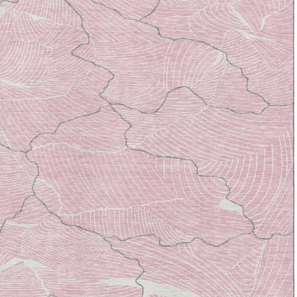 HomeRoots 9' X 12' Pink Gray Ivory Abstract Area Rug – Stylish, Washable, UV-Protected for High-Traffic Spaces 682234