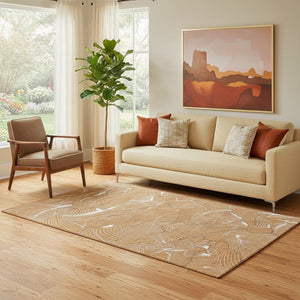 HomeRoots 5' X 8' Modern Abstract Area Rug in Rust, Ivory & Gray - Washable, UV Protected & Stain Resistant 682237