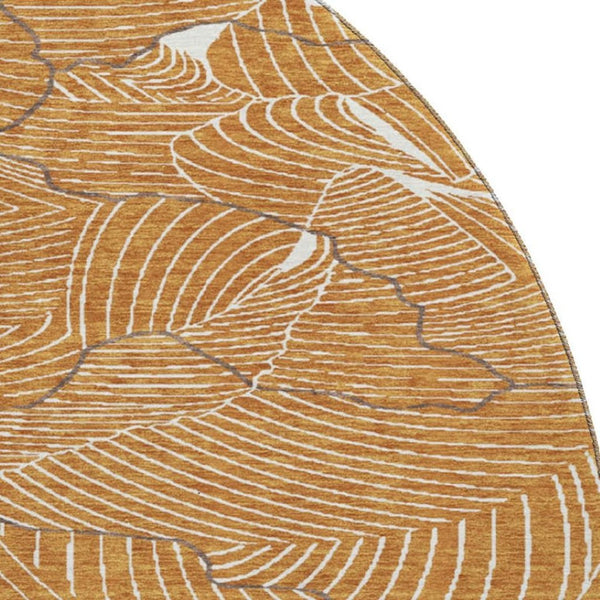 HomeRoots 8' Washable Round Rug in Rust, Ivory & Gray - Modern Abstract Design with UV Protection & Stain Resistance 682238