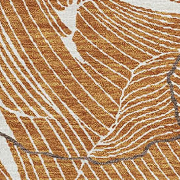 HomeRoots 8' X 10' Washable Area Rug in Rust, Ivory & Gray - Durable, Stain-Resistant, UV Protected Design 682239
