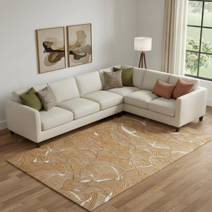 HomeRoots 9' Modern Abstract Washable Area Rug in Rust, Ivory & Gray – Durable, UV-Protected & Stylish Design 682240