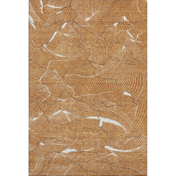HomeRoots 9' Modern Abstract Washable Area Rug in Rust, Ivory & Gray – Durable, UV-Protected & Stylish Design 682240