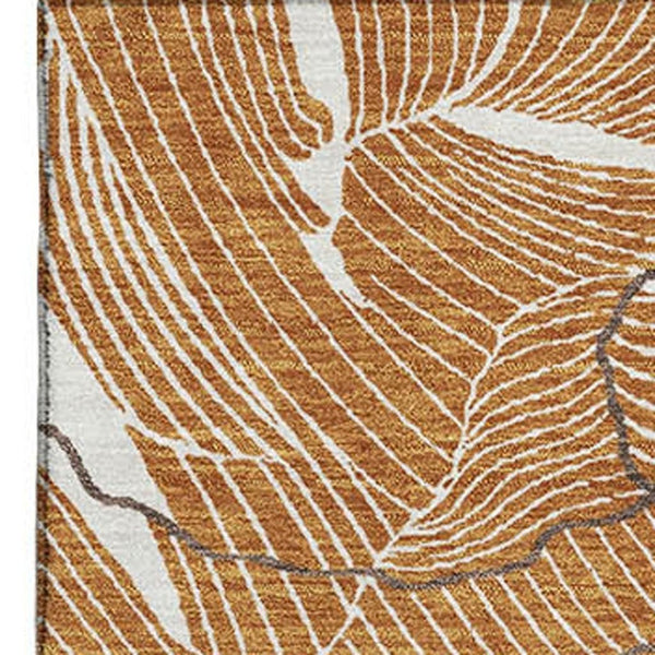 HomeRoots 9' Modern Abstract Washable Area Rug in Rust, Ivory & Gray – Durable, UV-Protected & Stylish Design 682240