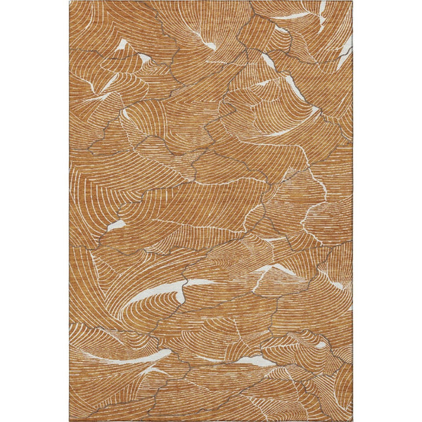 HomeRoots 9' Modern Abstract Washable Area Rug in Rust, Ivory & Gray – Durable, UV-Protected & Stylish Design 682240