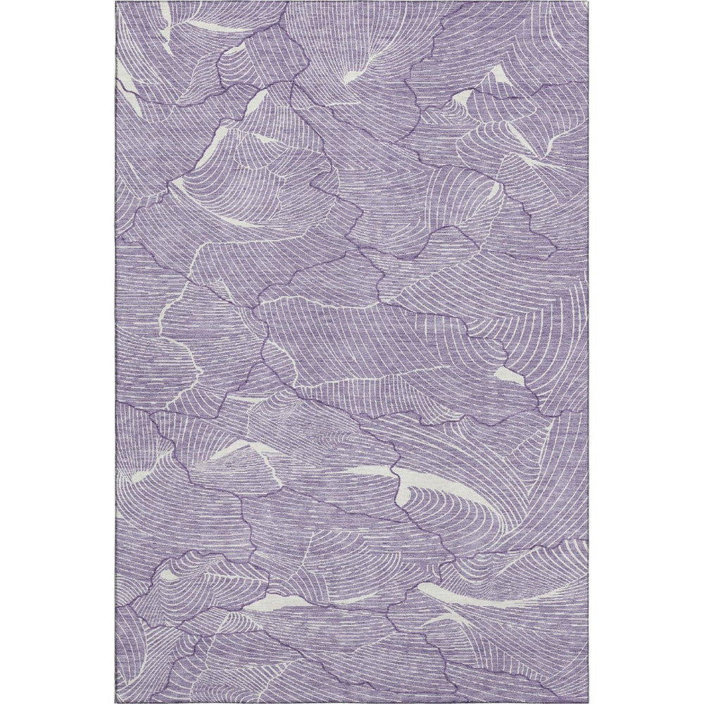 HomeRoots 5' X 8' Stylish Purple & Ivory Abstract Area Rug - Washable, UV Protected, & Perfect for High-Traffic Areas 682243