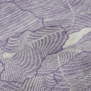 HomeRoots 8' Purple And Ivory Abstract Round Rug - Washable, UV Protected, Stain Resistant for High-Traffic Areas 682244