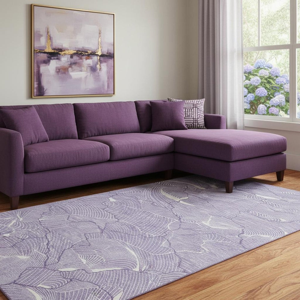 HomeRoots 8' X 10' Contemporary Purple and Ivory Abstract Area Rug - Washable, UV Protected, Pet Friendly! 682245