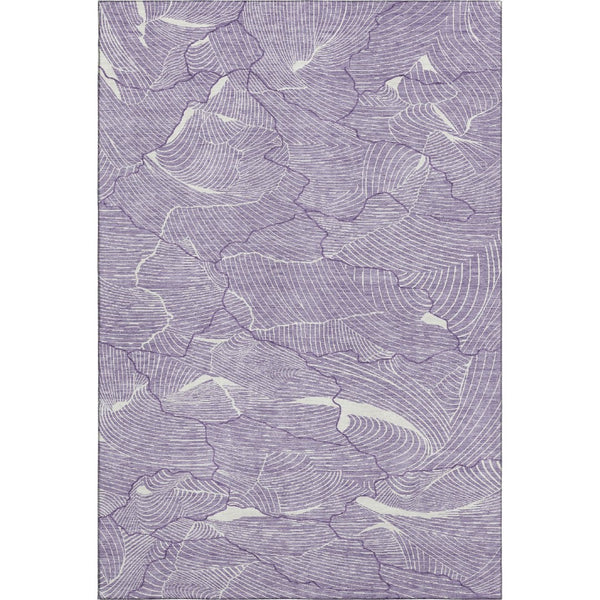 HomeRoots 10' X 14' Abstract Purple & Ivory Washable Area Rug with UV Protection for Modern Homes & Families 682247