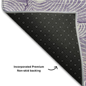 HomeRoots 10' X 14' Abstract Purple & Ivory Washable Area Rug with UV Protection for Modern Homes & Families 682247