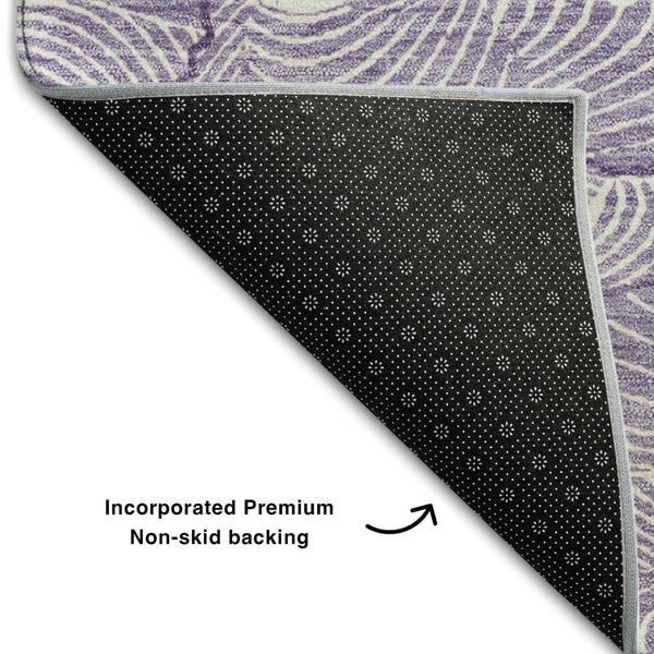 HomeRoots 10' X 14' Abstract Purple & Ivory Washable Area Rug with UV Protection for Modern Homes & Families 682247