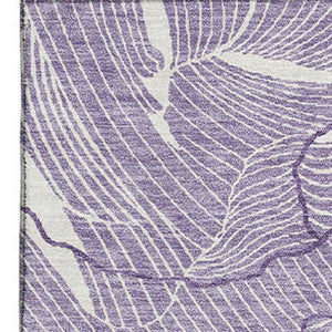 HomeRoots 10' X 14' Abstract Purple & Ivory Washable Area Rug with UV Protection for Modern Homes & Families 682247
