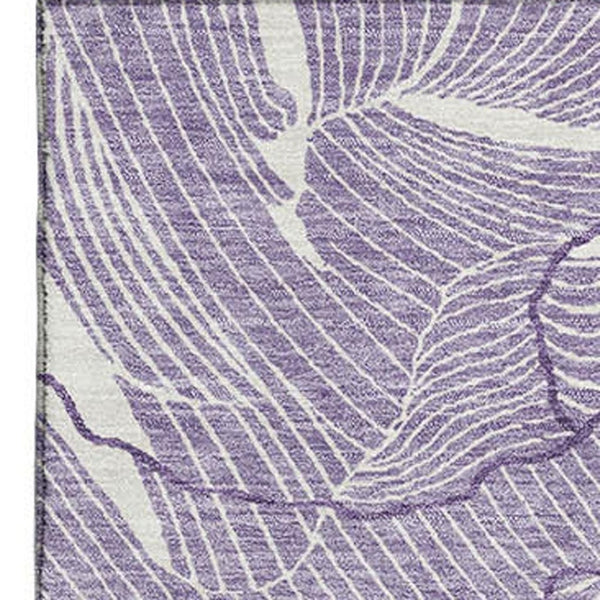 HomeRoots 10' X 14' Abstract Purple & Ivory Washable Area Rug with UV Protection for Modern Homes & Families 682247