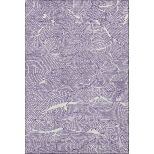 HomeRoots 10' X 14' Abstract Purple & Ivory Washable Area Rug with UV Protection for Modern Homes & Families 682247