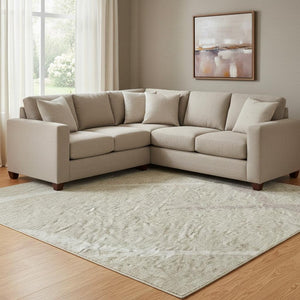 HomeRoots 8' X 10' Abstract Geometric Washable Area Rug in Beige, Ivory & Taupe - UV Protected, Durable Design 682251