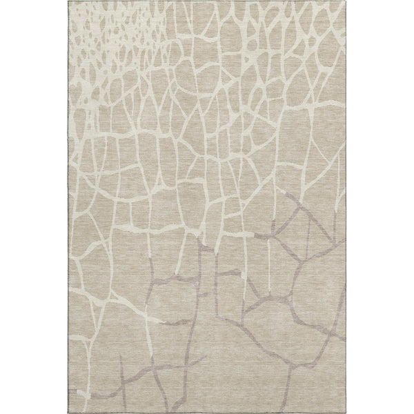 HomeRoots 8' X 10' Abstract Geometric Washable Area Rug in Beige, Ivory & Taupe - UV Protected, Durable Design 682251
