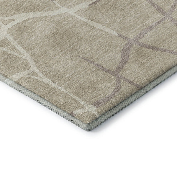 HomeRoots 8' X 10' Abstract Geometric Washable Area Rug in Beige, Ivory & Taupe - UV Protected, Durable Design 682251