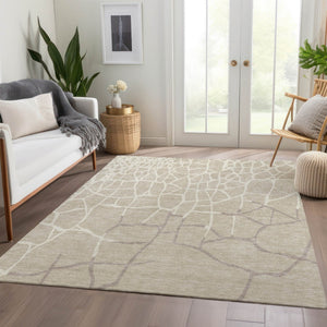HomeRoots 8' X 10' Abstract Geometric Washable Area Rug in Beige, Ivory & Taupe - UV Protected, Durable Design 682251