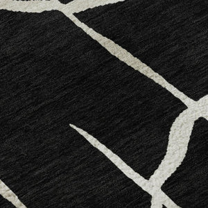 HomeRoots 5' X 8' Washable Black and Ivory Geometric Area Rug - Modern Style, UV Protected, Easy-Care Design! 682255