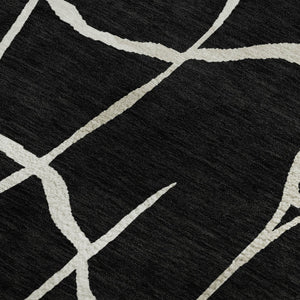 HomeRoots 8' X 10' Black and Ivory Abstract Geometric Area Rug - Durable, Stain-Resistant & UV Protected Design 682257