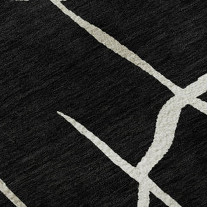 HomeRoots 9' X 12' Black and Ivory Abstract Geometric Area Rug - Durable, Washable with UV Protection & Style! 682258