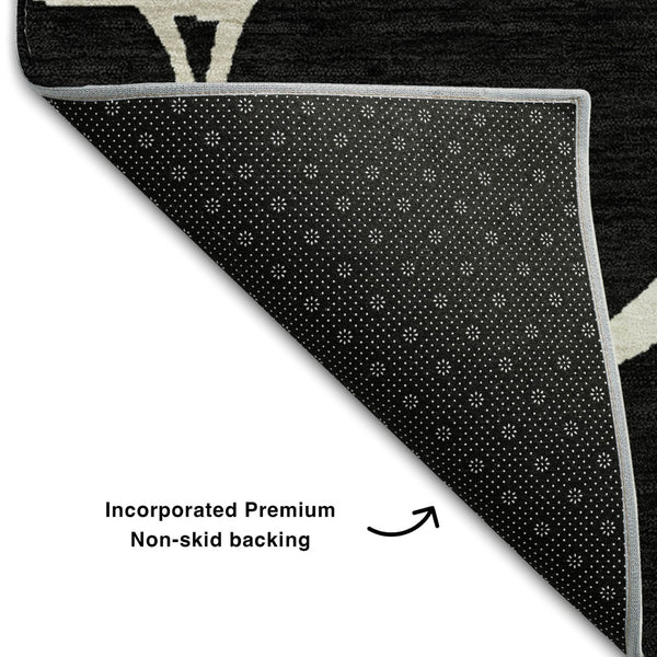 HomeRoots 10' X 14' Black and Ivory Abstract Geometric Area Rug - Washable, UV Protected, Durable & Stylish! 682259
