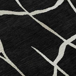 HomeRoots 10' X 14' Black and Ivory Abstract Geometric Area Rug - Washable, UV Protected, Durable & Stylish! 682259
