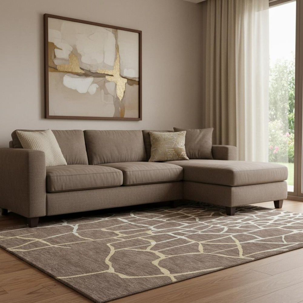 HomeRoots 8' X 10' Stylish Abstract Geometric Washable Area Rug - Durable, Stain-Resistant, UV Protected Design 682263