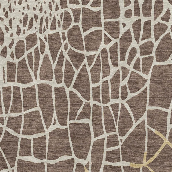 HomeRoots 9' X 12' Washable Area Rug in Brown, Beige & Gold - Durable Geometric Design with UV & Stain Protection 682264